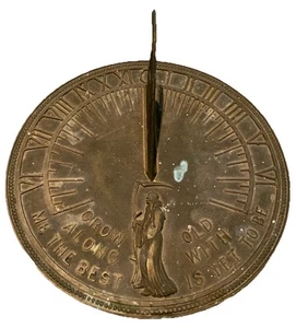 Antique Bronze Grim Reaper Sundial “Grow Old Along With Me The Best Is Yet To Be - Picture 1 of 9