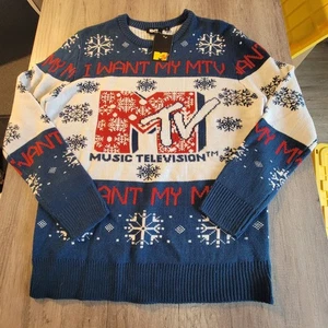 Nuevo con etiquetas I Want My MTV Invierno Vacaciones Feo Navidad Suéter Talla XL  - Imagen 1 de 5