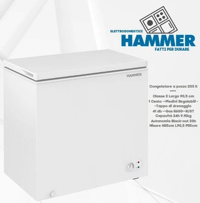 CONGELATORE A POZZETTO HAMMER 200 LITRI CLASSE E  LARGHEZZA 82 CM - Immagine 1 di 3