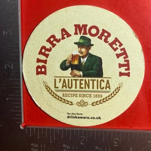 BIRRA MORETTI INGLATERRA ITALIA MONTAÑA RUSA DE CERVEZA REDONDA DE 3,5 PULGADAS - Imagen 1 de 2