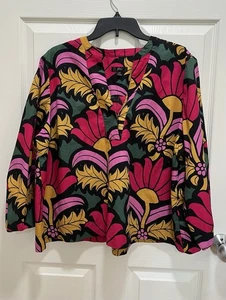 Top de popelina de algodón con cuello en V abierto J CREW en Ratti grandi fiori talla 2X - Imagen 1 de 7