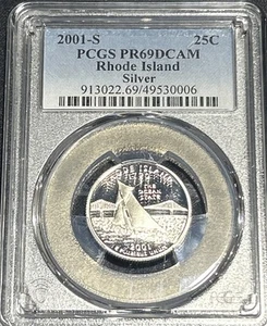 2001 S Silver RHODE ISLAND State Quarter PCGS PR69DCAM Quarter 25 cents GEM MINT - Picture 1 of 4