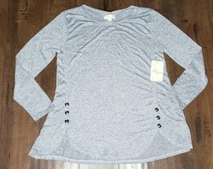 Top donna Misia taglia S grigio pullover orlo bottoni fondo smerlato casual accogliente - Foto 1 di 5