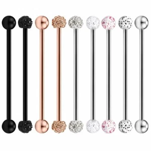 9PCS 14G Stainless Steel Industrial Barbell Earrings Cartilage Helix Piercings - Picture 1 of 10