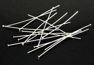 100 x Hellsilber Messing flache Stirnstifte 50 mm x 0,7 mm Kopfzeilenstifte - Bild 1 von 1