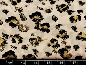 Tina SCRAP 9"x21" Cheetah Animal Fur Print Cougar Metallic Gold Cotton Fabric - Picture 1 of 1