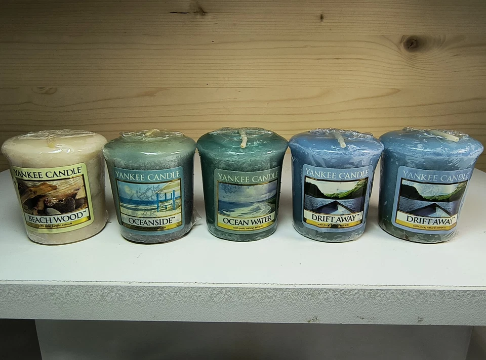 lot of (5) Yankee Candle votive Beachwood Ocean Side Ocean Water Drift Away x2 - Image 1 of 4