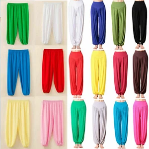 Pantaloni harem da donna bambino ragazzo ragazza pantaloni larghi danza yoga Ali Baba leggings - Foto 1 di 37