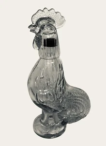 Vintage Clear Glass Rooster Decanter Bottle 13.0" Tall - Picture 1 of 19