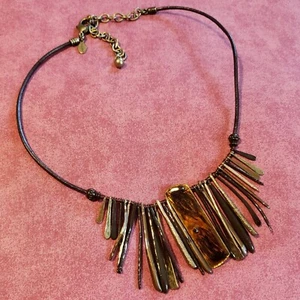 Collar Chico's Metal Art Deco Bronce Marrón BOHO Estilo Tribal Vintage 20" N2 - Imagen 1 de 12
