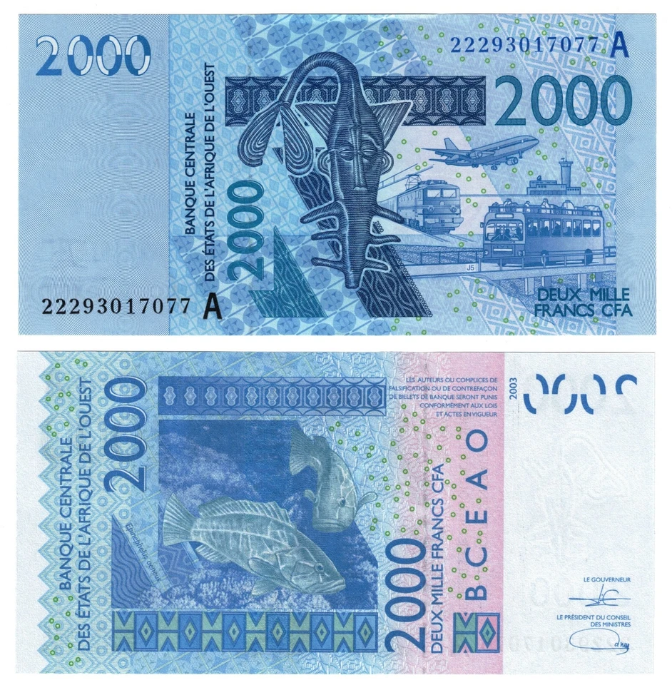 2022 West African States Ivory Coast 2000 Francs CFA P116a B122(av) UNC NEW - Image 1 of 1