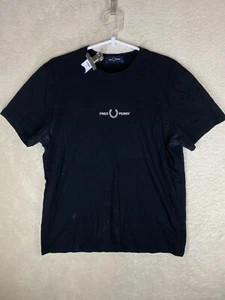 FRED PERRY Casual T-Shirts Top Size M Womens Black Logo Short Sleeve - Picture 1 of 10