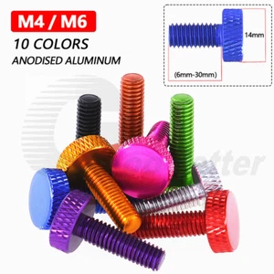M4 M6 Knurled Thumb Screws Hand Grip Bolts 6-30mm Aluminum Anodised 10 Color D14 - Picture 1 of 22