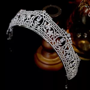 Corona Real Europea Reina Cristal Tiara Novia Circón Accesorios Noche - Imagen 1 de 4