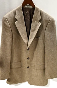 RR Chaps RALPH LAUREN 40R Sport Coat Brown & Beige Tweed Silk & Wool Blazer - Picture 1 of 11