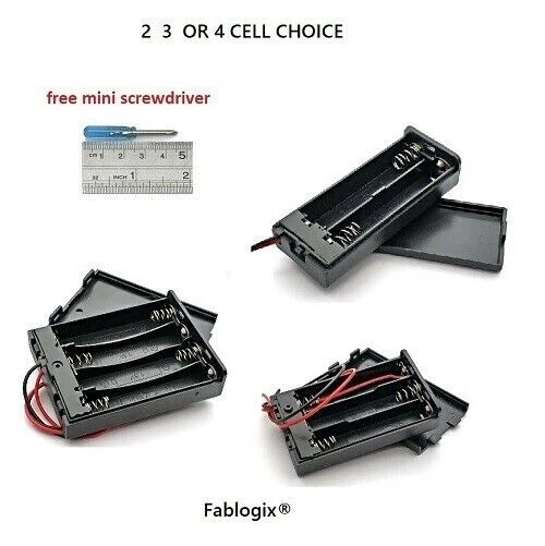 AAA Battery case box Holder Connector Enclosed Switch wires 2 3 4 cell project