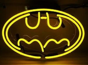 13" Batman Yellow Neon Sign Light Beer Bar Pub Lamp Glass Decor Bedroom Room - Picture 1 of 1