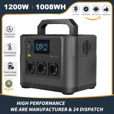 LVYUAN Powerstation Portátil 1200W 1008Wh Pantalla LCD Sistema de Energía Móvil para Camping