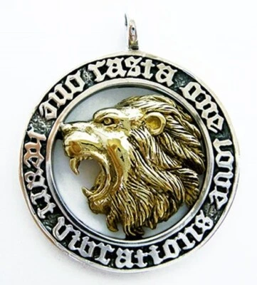 RASTA LION KING REGGAE GOLD BRASS & SOLID STERLING SILVER PENDANT - Image 1 of 4