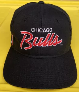 Vintage 90s Chicago Bulls Sports Specialties Script Snapback Hat Cap Wool Blend - Picture 1 of 12