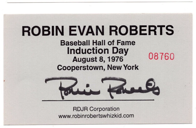 Robin Roberts Signed Card HOF Induction Day 1976 Autographed Baseball - Image 1 of 1
