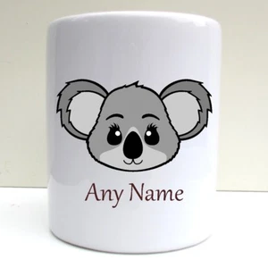 PERSONALISED CUTE KOALA BEAR FACE PRINT CERAMIC MONEY BOX SAVING POT - Picture 1 of 4