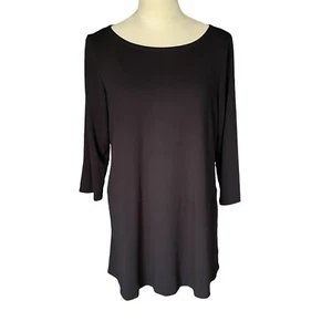 Eileen Fisher Viscose Spandex Jersey Tunic Dolman Sleeve Boat Neck Women Sz L - Picture 1 of 6
