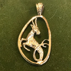 Vintage 1.5" Sterling Silver Capricorn Gold Plated Vermeil Zodiac Pendant - Picture 1 of 16