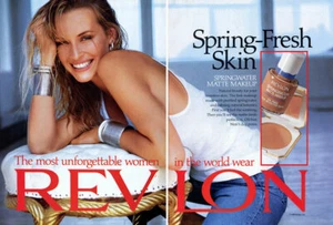 1992 Revlon Estelle Lefebure makeup beauty 2-page MAGAZINE AD - Picture 1 of 1
