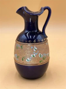 Antique Royal Doulton Pitcher Stoneware Jug Cobalt Blue item 7380 7.25" tall - Picture 1 of 8