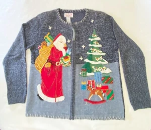 Maglione Natale da collezione cimelio paillettes blu paillettes S Ronnie Salloway - Foto 1 di 8
