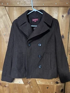 Merona Dark  Brown Wool Blend Jacket Size S Pockets Linning 100% Polyester - Picture 1 of 3