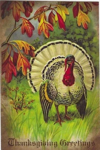 Vintage Thanksgiving Postcard RETRO Antique NEW REPRINT Autumn Harvest - Picture 1 of 2