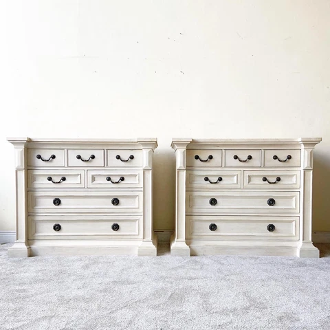 Vintage Travertine Top Chests of Drawers by Henredon- a Pair Cover