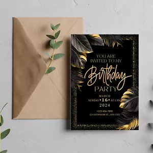 Happy Birthday invitation template for party gathering celebration friends fun - Picture 1 of 6