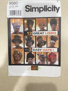 SHANTI  Simplicity 9560 12 Great Looks from 3 easy Hats African Fashion VTG HTF - Picture 1 of 4