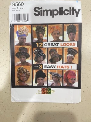 SHANTI  Simplicity 9560 12 Great Looks from 3 easy Hats African Fashion VTG HTF - Image 1 of 4