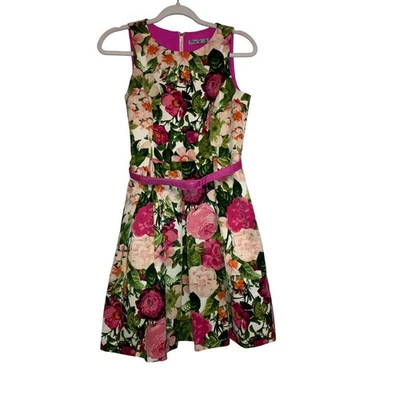 Eliza J Floral Fit & Flare Floral Boho Belted Dress 6 Petite - Image 1 of 4
