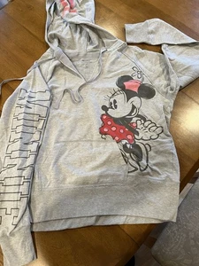 Disney Parks Minnie Mouse Hoodie Sweatshirt Damen grau langarm Gr. XXL - Bild 1 von 5