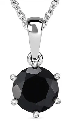Black Spinel Faceted 2.35 ctw Round Platinum Bond Pendant & 20" Stainless Chain - Image 1 of 4