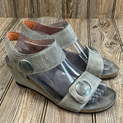 Taos Carousel Womens 3209 Leather Wedge Sandals Ankle Strap Gray Size 40- 9.5 US - Image 1 of 4