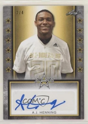 2020 Leaf Metal US Army All-American Bowl Tour Yellow /4 AJ Henning Auto - Image 1 of 2