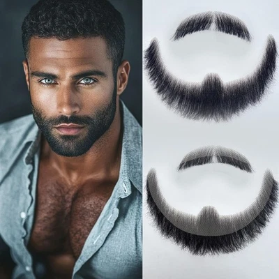 WSTAR Barba Falsa Bigote Realista Grande Falsa Cabello 100% Humano Cabello Completo... Foto 1 de 4