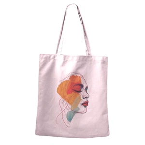 Cotton Tote Bag Grocery Canvas Bag Shopper with Print Aesthetic Girl Face - Picture 1 of 4
