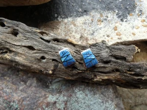 Beautiful Denim Lapis Opal Sterling Silver 925 Gemstone Stud Post Earrings AT15 - Picture 1 of 6