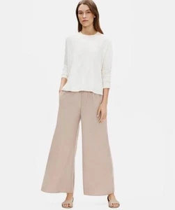 NEU Eileen Fisher sandgewaschene Tencel-Hose Größe Large Mokka weite Knöchelhose 198 $ - Bild 1 von 11