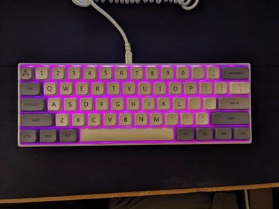 Corsair K65 RGB Mini 60% Mechanical Gaming Keyboard White and coiled USB-C Cable - Image 1 of 4