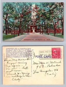 Philadelphia, Pennsylvania, Independence Hall Scene View Vintage c1953 Postcard - Picture 1 of 1