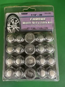 CHROME WHEEL NUT & LOCK 7/16"-20 QTY 16 NUTS, 4 LOCKS, 1 KEY Dorman 711-141 - Picture 1 of 9