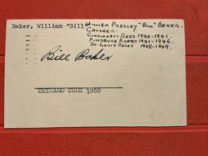 Bill Baker🔥🔥MLB 1940 Cincinnati Reds 🔥🔥🔥 Autograph Postcard 🔥🔥 - Picture 1 of 2